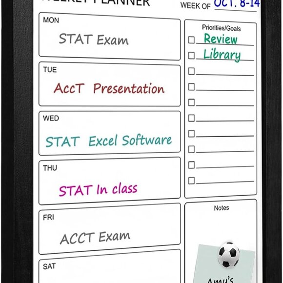 Dry Erase White Board Weekly Calendar Board, Magnetic Whiteboard for Wall,13“x17 - Picture 1 of 7